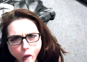 Mature brunette amateur giving a great POV blowjob