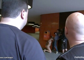 Lean bound Euro babe fucked in public