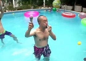 The event was a pool party attended by several attractive individuals.