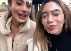 Filthy sluts walking in public with cum on their faces