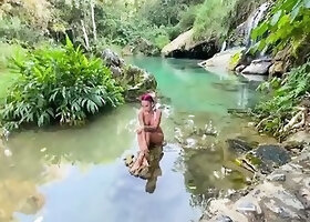 Monika Fox In Pink Bikini And Naked At Waterfall And Cave