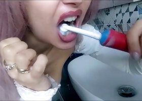 Lesbian Peeing and Spitting on Big Cock