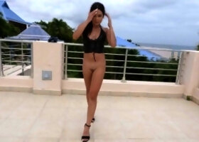Blonde babe Kagney Karter horny solo masturbation outdoors