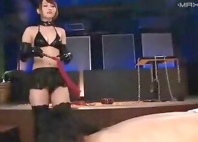 Asian Femdom Long Black Latex Handjob Boots