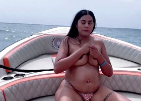 Cheating wife with fucked mercilessly on a boat in public - Melani Latina & TommyMillerx