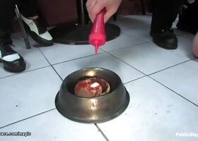Dirty babe fucked in public restaurant