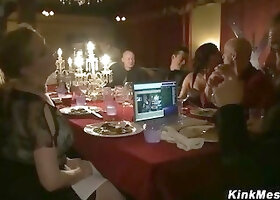 Maestro Fucks Cherry Torn Over The Dinner Table While Rope Bound Slaves Crawl For Guests