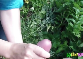 Russian Amateur Outdoor Handjob Cumshot